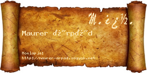 Maurer Árpád névjegykártya